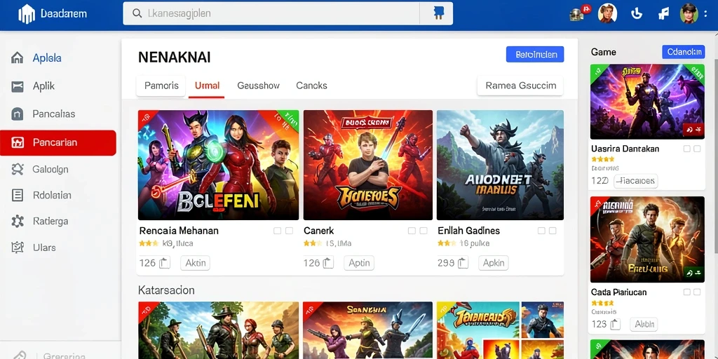 Antarmuka utama permainan yang ramah pengguna.